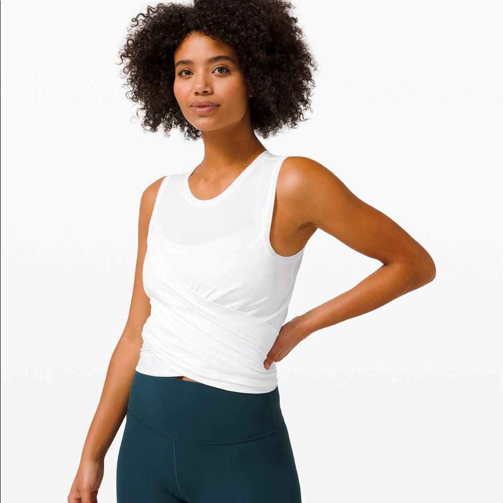 Lululemon White Wrap Grow and Gather Tank Top